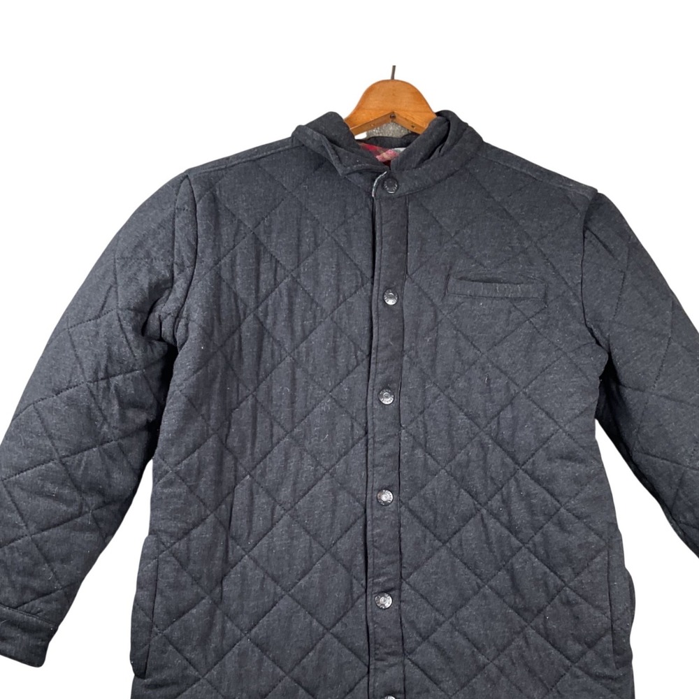 Tommy Bahama Quilted Shirt Jacket large (10-12) Gray Plaid Lined Snap Front